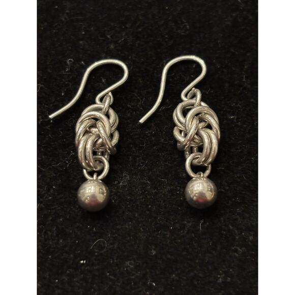 Sterling Silver Chainmaille Dangle Earrings 925 5.83g - Picture 1 of 3